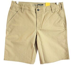 Carhartt Women's Rugged Flex Loose Khaki Canvas Work Shorts Sz 12 NWT 10" Inseam